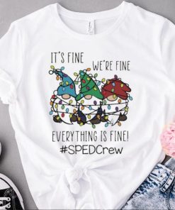 Three Gnomes It’s Fine We’re Fine Everything Is Fine Sped Crew Christmas Sweater