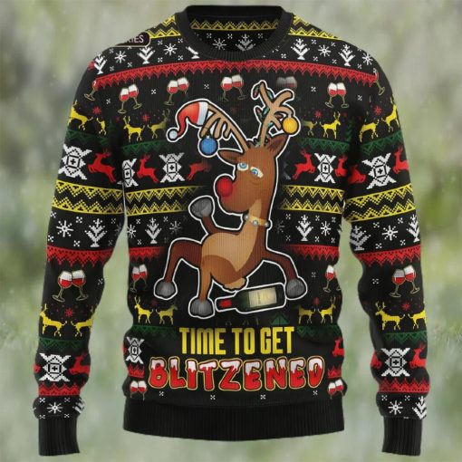 Time To Get Blitzened Ugly Christmas Sweater, Xmas Sweatshirt