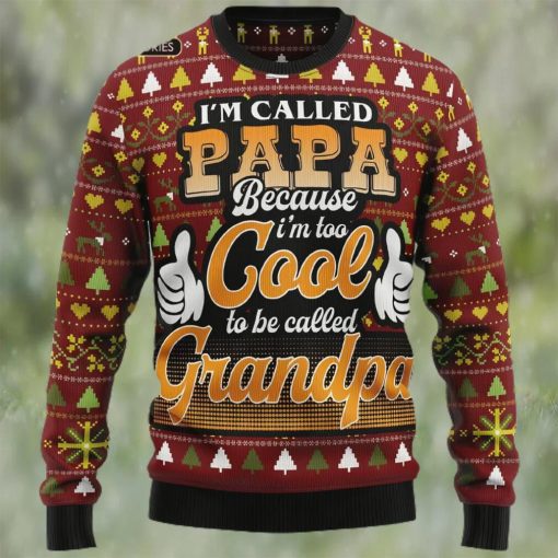 Too Cool To Be Called Grandpa Ugly Christmas Sweater Sweatshirt