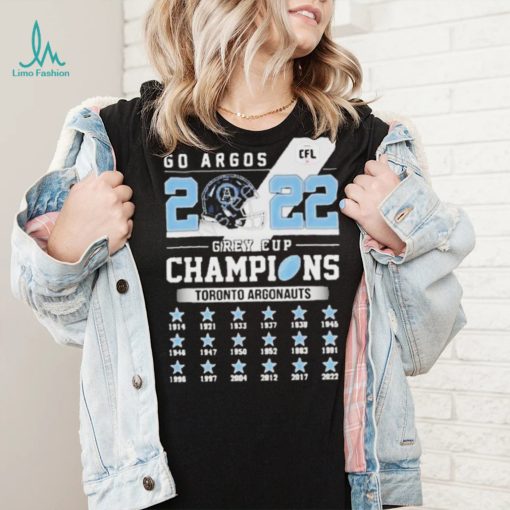 Toronto Argonauts 2022 Go Argos Grey Cup Champions Shirt