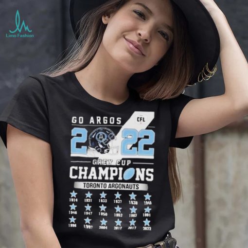 Toronto Argonauts 2022 Go Argos Grey Cup Champions Shirt