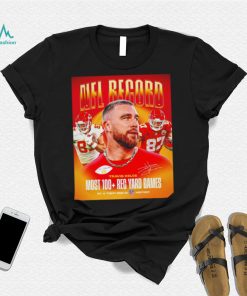 Travis Kelce Kansas City Chiefs NFL record most 100 Rec Yard games poster signature shirt