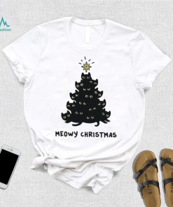 Tree Black Cat Meowy Christmas Shirt