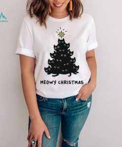 Tree Black Cat Meowy Christmas Shirt