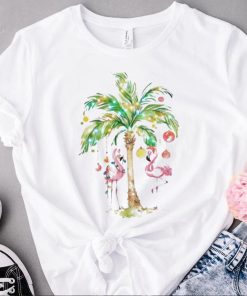 Tropical and flamingo Christmas t shirt