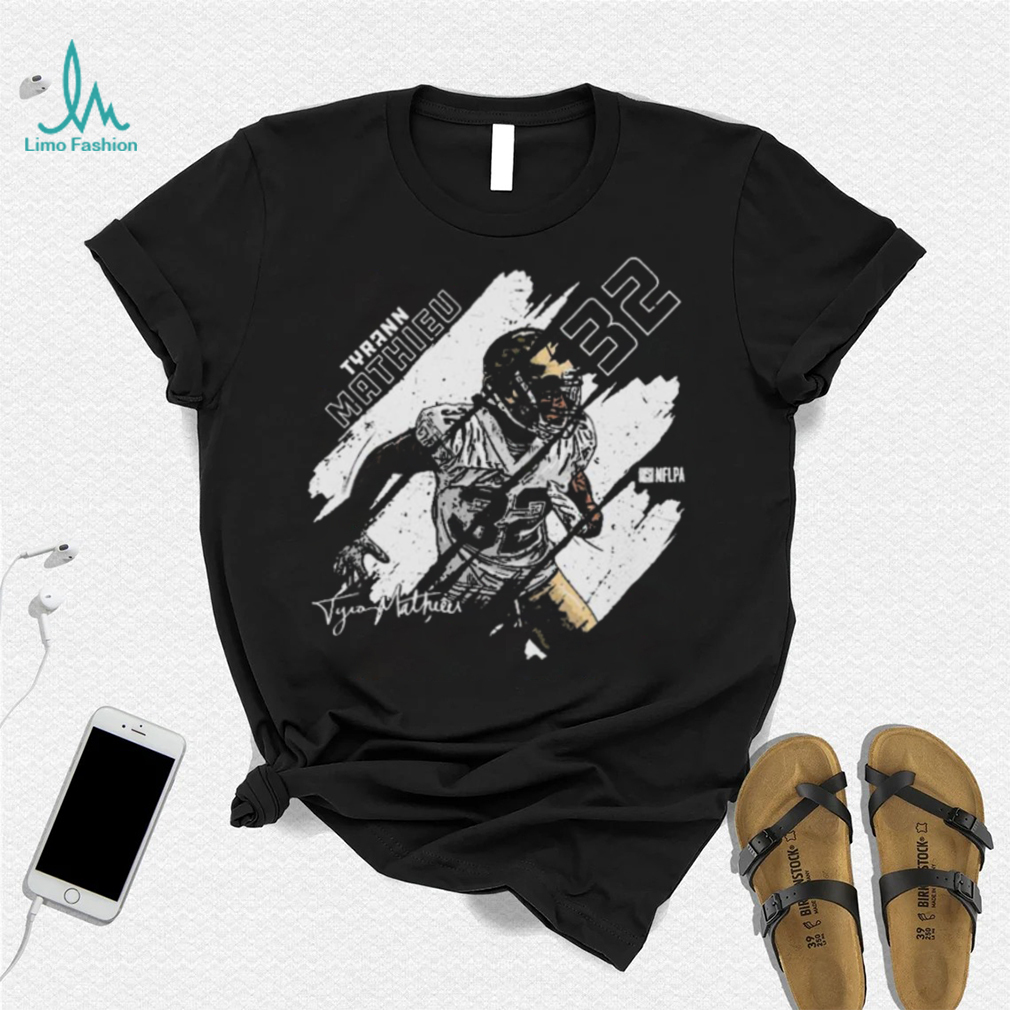 Tyrann Mathieu New Orleans Saints Stripes Signature Shirt Tyrann Mathieu New Orleans Saints Stripes Signature Shirt