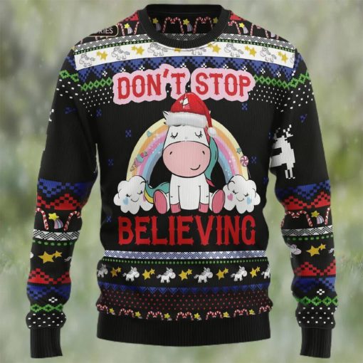 Unicorn Dont Stop Believing Ugly Christmas Sweater, Xmas Sweatshirt