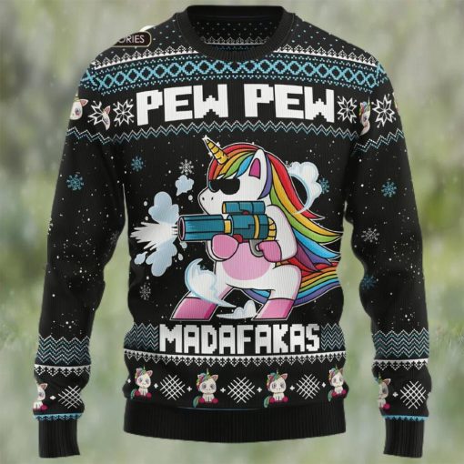 Unicorn Pew Pew Ugly Christmas Sweater Sweatshirt