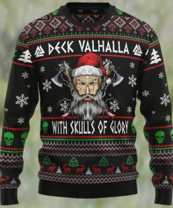 Viking Deck Valhalla With Skulls Of Glory Ugly Christmas Sweater Sweatshirt