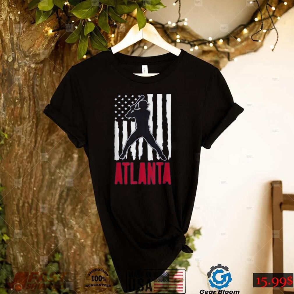 Vintage Atlanta American Flag Distressed Baseball T Shirt Vintage