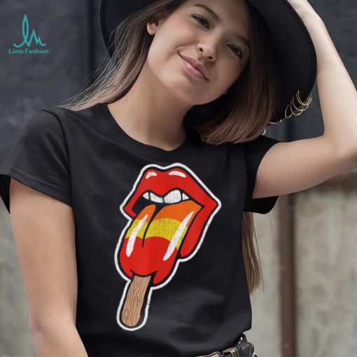 Vintage Retro Rock And Roll Lips With Popsicle Funny Sexy Shirt