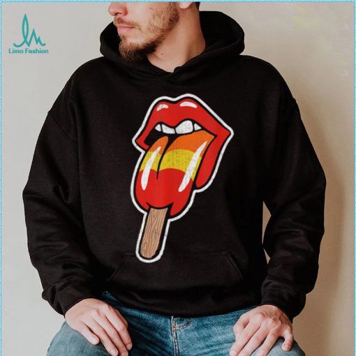 Vintage Retro Rock And Roll Lips With Popsicle Funny Sexy Shirt