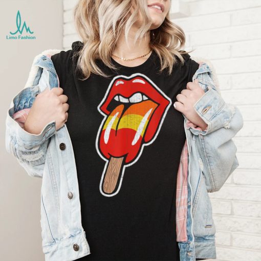 Vintage Retro Rock And Roll Lips With Popsicle Funny Sexy Shirt