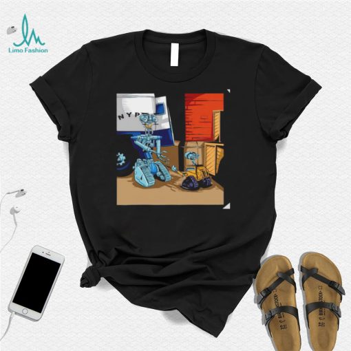 Wall E and Short Circuit robot cartoon shirt