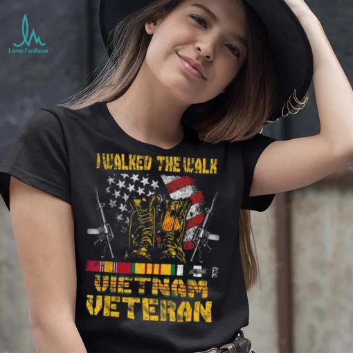 With Us Flag With Combat Boots Patriotic Vietnam Veteran New Design T Shirt