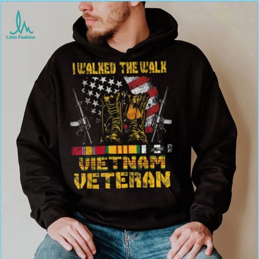 With Us Flag With Combat Boots Patriotic Vietnam Veteran New Design T Shirt