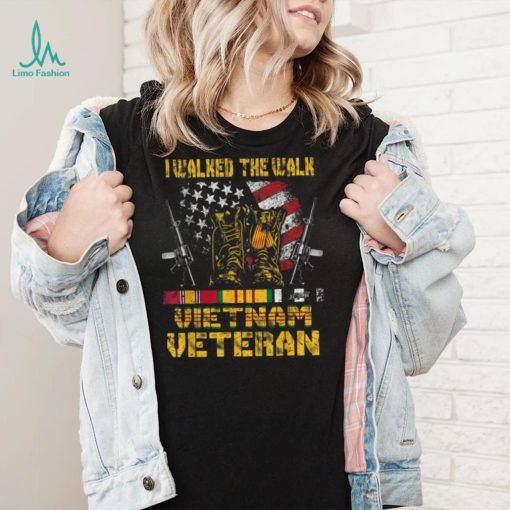 With Us Flag With Combat Boots Patriotic Vietnam Veteran New Design T Shirt