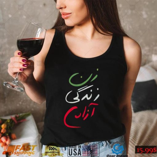 Women Life Freedom Farsi Calligraphy Tee Zan Zendegi Azadi T Shirt