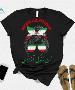 Women Life Freedom Messy Bun Cute Iranian Flag New Design T Shirt