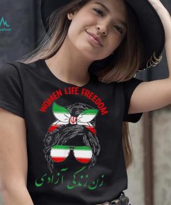 Women Life Freedom Messy Bun Cute Iranian Flag New Design T Shirt