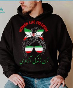 Women Life Freedom Messy Bun Cute Iranian Flag New Design T Shirt