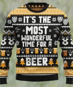 Wonderful Time For A Beer Ugly Christmas Sweater, Faux Wool Sweater, International Beer Day, Gifts For Beer Lovers, Best Christmas Gifts For 2022 – Prinvity