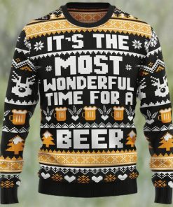 Wonderful Time For A Beer Ugly Christmas Sweater, Xmas Sweatshirt