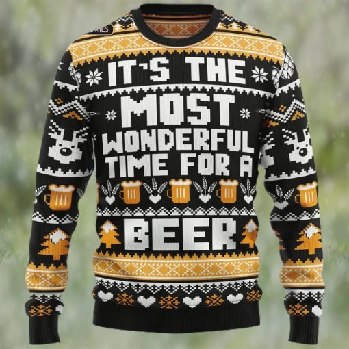 Wonderful Time For A Beer Ugly Christmas Sweater, Xmas Sweatshirt