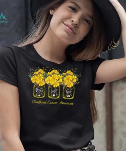 Yellow Flower Jar Peace Love Cure Childhood Cancer Flower Jar New Design T Shirt