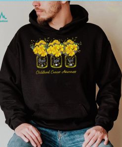 Yellow Flower Jar Peace Love Cure Childhood Cancer Flower Jar New Design T Shirt