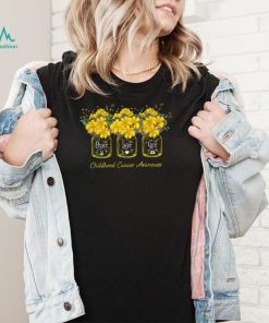 Yellow Flower Jar Peace Love Cure Childhood Cancer Flower Jar New Design T Shirt