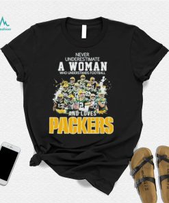 Never underestimate a woman who understands football and loves packages all player t shirt t shirt