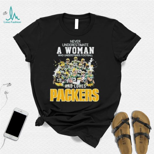 Never underestimate a woman who understands football and loves packages all player t shirt t shirt