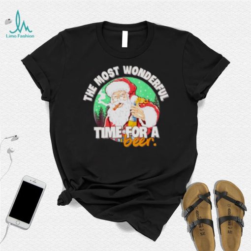 the most wonderful Christmas time for a beer naughty Santa shirt