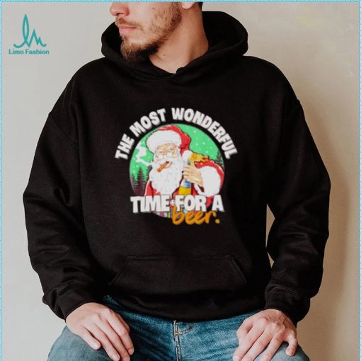 the most wonderful Christmas time for a beer naughty Santa shirt
