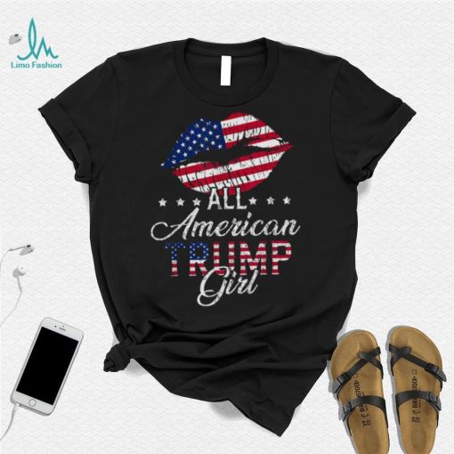 All American Trump Girl Usa Flag Lips Gop Vote 2024 Shirt