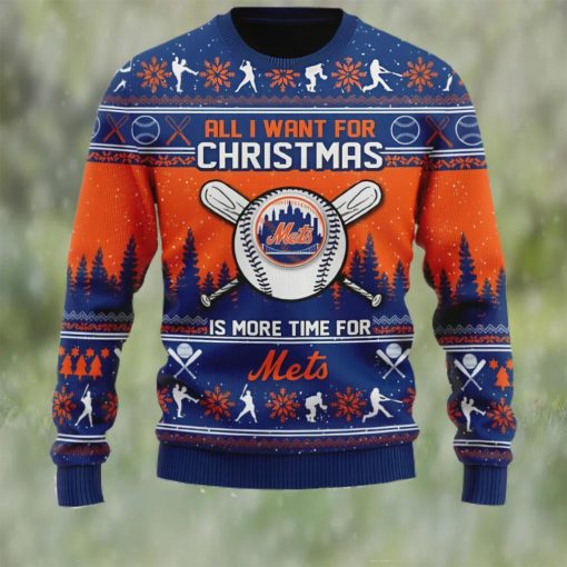 All I Want For Christmas Is More Time For Mets Ugly Christmas Sweater