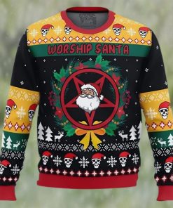 Anime Sweater Worship Santa Ugly Christmas Sweater