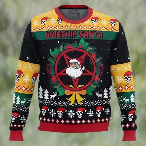 Anime Sweater Worship Santa Ugly Christmas Sweater