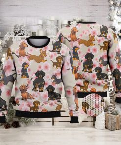 Baby Dachshund Peach Blossom Ugly Christmas Sweater