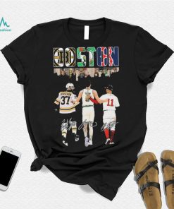 Boston Skyline Sports Team Patrice Bergeron Jayson Tatum And Rafael Devers Signatures Shirt