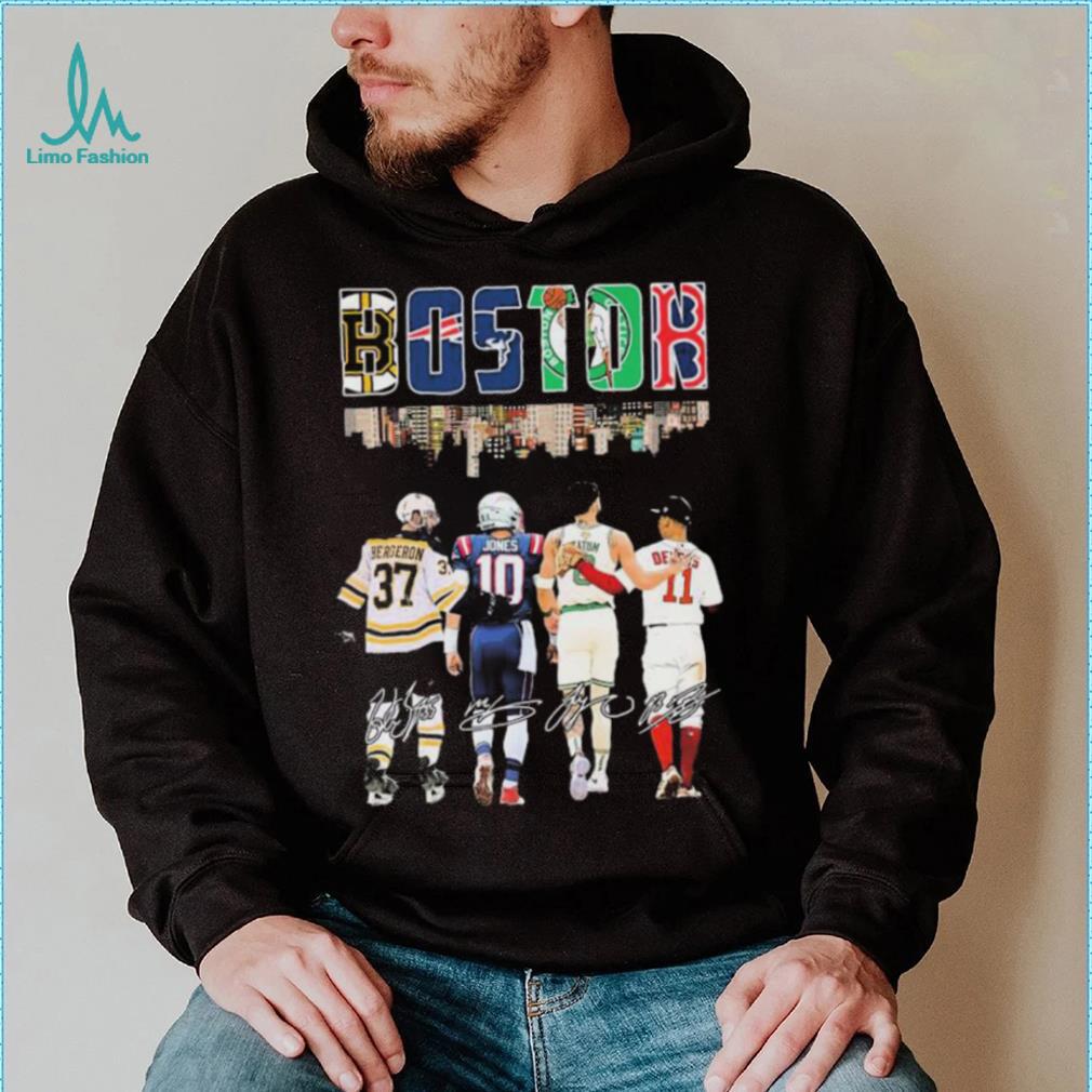 Boston Skyline Sports Team Patrice Bergeron Mac Jones Jayson Tatum And  Rafael Devers Signatures Shirt, hoodie, sweater, long sleeve and tank top