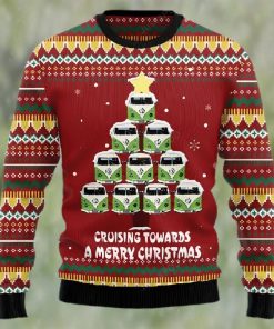 Bus Cruising Towards A Merry Christmas Ugly Christmas Sweater