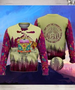 Campervan Into Forest Hippie Camping Ugly Christmas Sweater