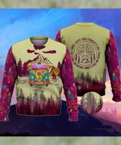 Campervan Into Forest Hippie Camping Ugly Christmas Sweater