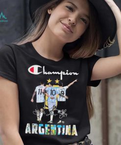 Champion Di Maria Messi And Álvarez Argentina Signatures Shirt