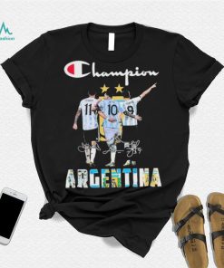 Champion Di Maria Messi And Álvarez Argentina Signatures Shirt