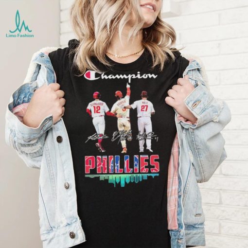 Champion Kyle Schwarber Bryce Harper And Aaron Nola Philadelphia Phillies Signatures Shirt