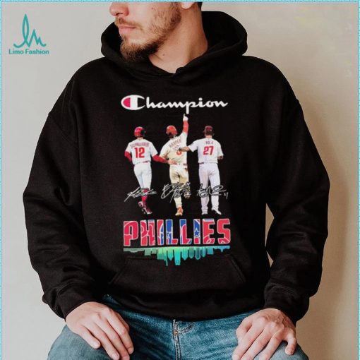 Champion Kyle Schwarber Bryce Harper And Aaron Nola Philadelphia Phillies Signatures Shirt