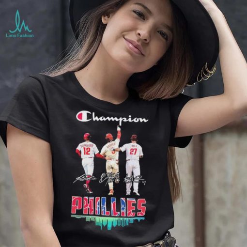 Champion Kyle Schwarber Bryce Harper And Aaron Nola Philadelphia Phillies Signatures Shirt